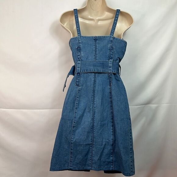 Finders Keepers Denim Snap front jumper dress size 4  EUC - Picture 8 of 12